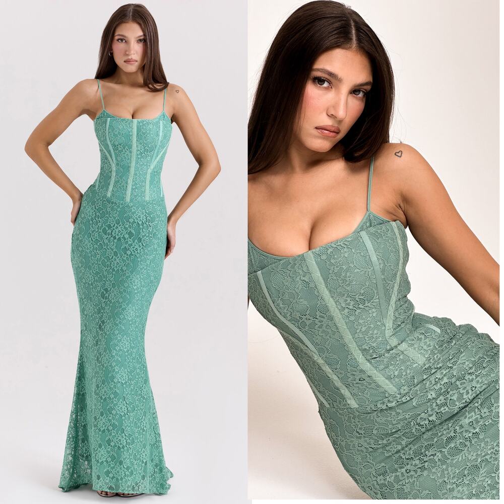House of cb antonina jade Lace Corset Maxi Dress